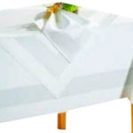 Tischdecke 130cm x 170cm weiß Atlaskante ( für Bankett-Tisch 120cm x 80cm )