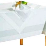Tischdecke 130cm x 280cm weiß Atlaskante ( für Tisch 100cm x 200cm )